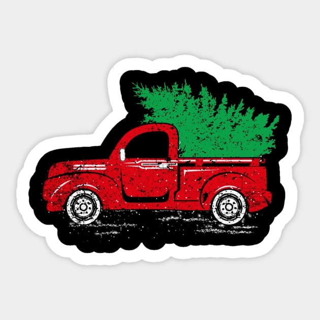 Merry Christmas Retro Vintage Red Truck Sticker by Soema